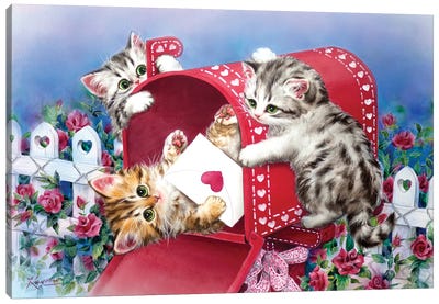 You've Got Mail Canvas Art Print - Kitten Art
