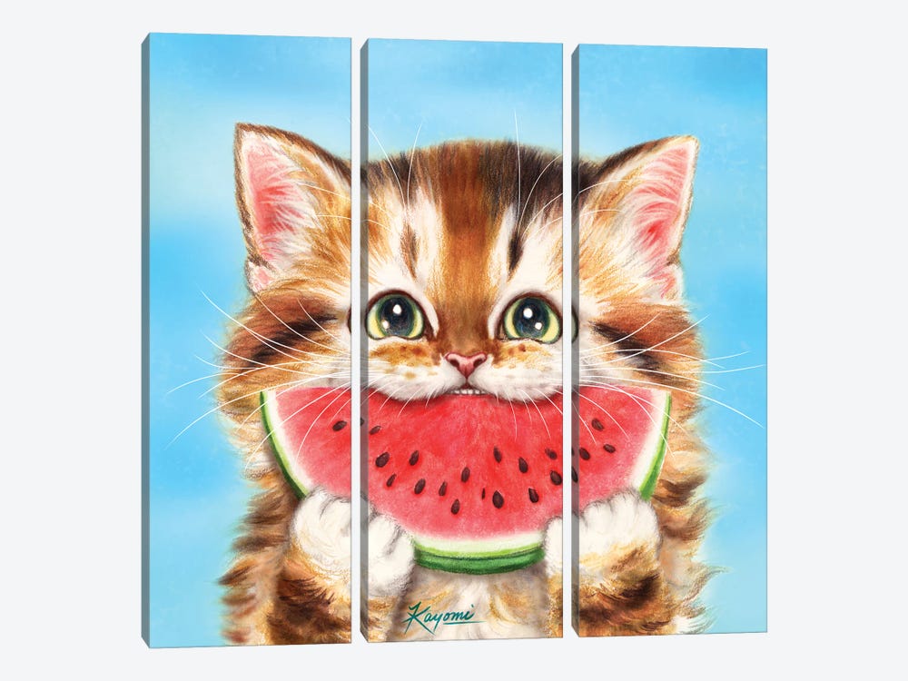 365 Days Of Cats: 78 by Kayomi Harai 3-piece Canvas Wall Art