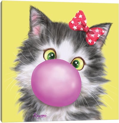 365 Days Of Cats: 94 Canvas Art Print - Bubble Gum