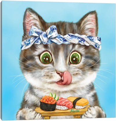 365 Days Of Cats: 171 Canvas Art Print - Sushi