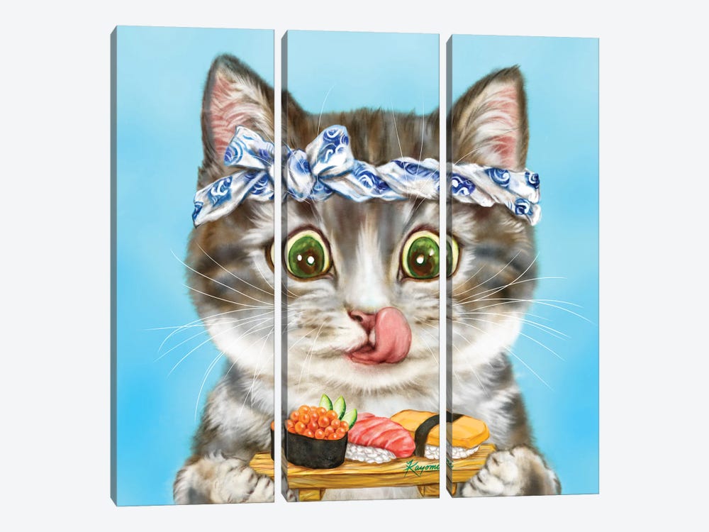 365 Days Of Cats: 171 by Kayomi Harai 3-piece Canvas Wall Art