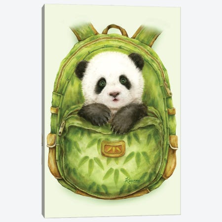 Backpack Panda Canvas Print #KYI88} by Kayomi Harai Canvas Wall Art