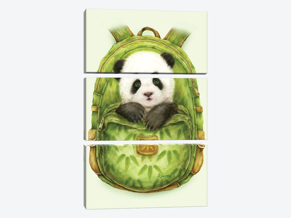Backpack Panda by Kayomi Harai 3-piece Canvas Print