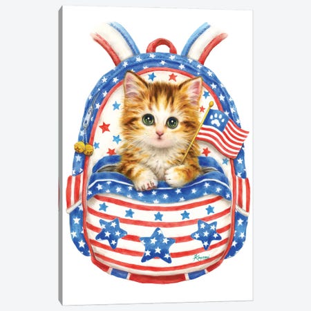 Backpack Patriotic Cat Canvas Print #KYI90} by Kayomi Harai Canvas Print