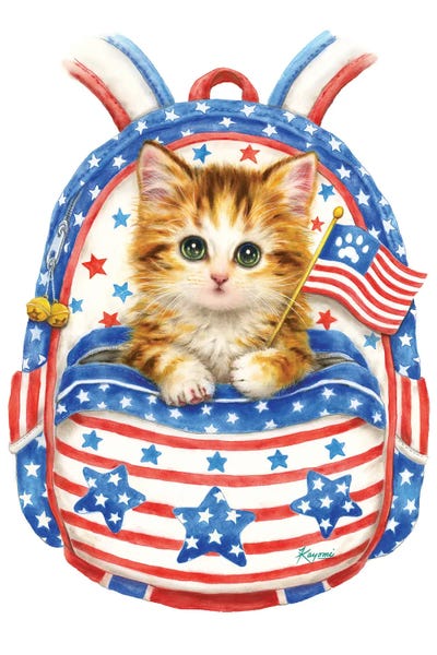 Kayomi Harai: Backpack Patriotic Cat by Kayomi Harai