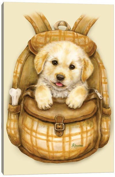 Backpack Puppy Canvas Art Print - Kayomi Harai
