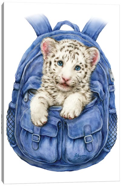 Backpack White Tiger Canvas Art Print - Kayomi Harai