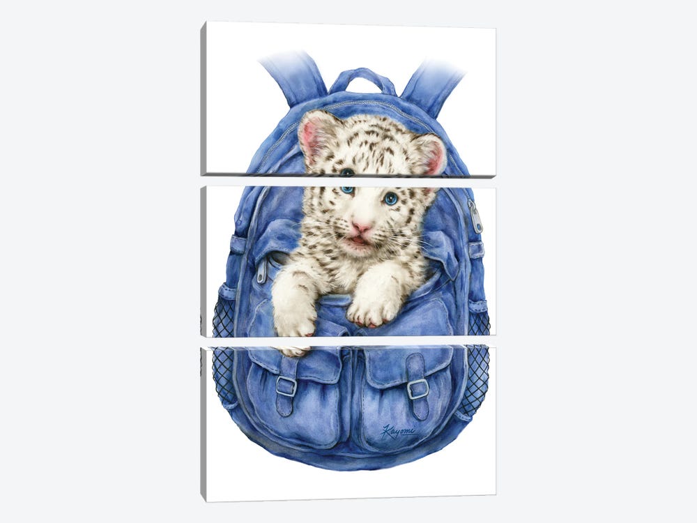 Backpack White Tiger by Kayomi Harai 3-piece Canvas Print