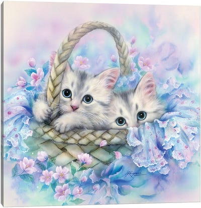 Basket Buddies Canvas Art Print - Kitten Art
