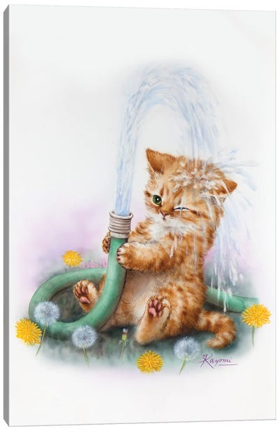 Bath Time Canvas Art Print - Kitten Art