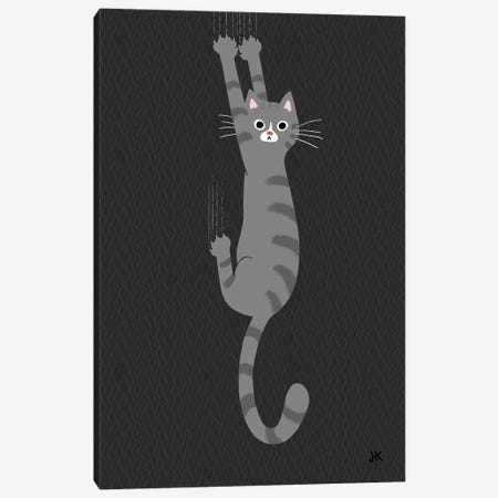 Grey Tabby Cat Hanging On Canvas Print #KYJ100} by Jenn Kay Canvas Artwork