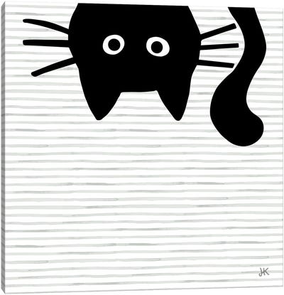 Sneaky Black Cat Canvas Art Print - Jenn Kay