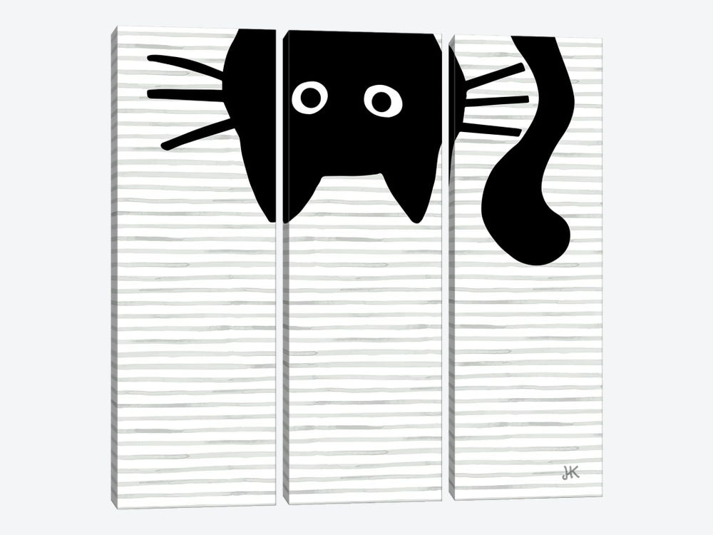 Sneaky Black Cat by Jenn Kay 3-piece Canvas Artwork