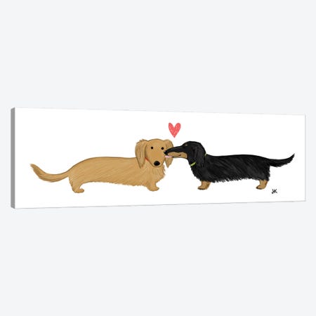 Wiener Dogs Love Canvas Print #KYJ17} by Jenn Kay Canvas Print