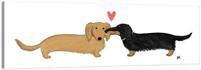 Wiener Dogs Love Canvas Art Print - Dachshund Art