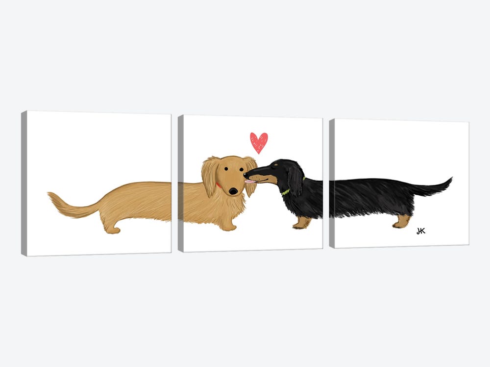 Wiener Dogs Love by Jenn Kay 3-piece Art Print