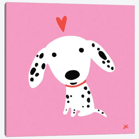 Dalmatian Puppy Love Canvas Print #KYJ19} by Jenn Kay Canvas Artwork