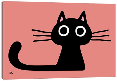 Quirky Black Cat Canvas Art Print - Jenn Kay