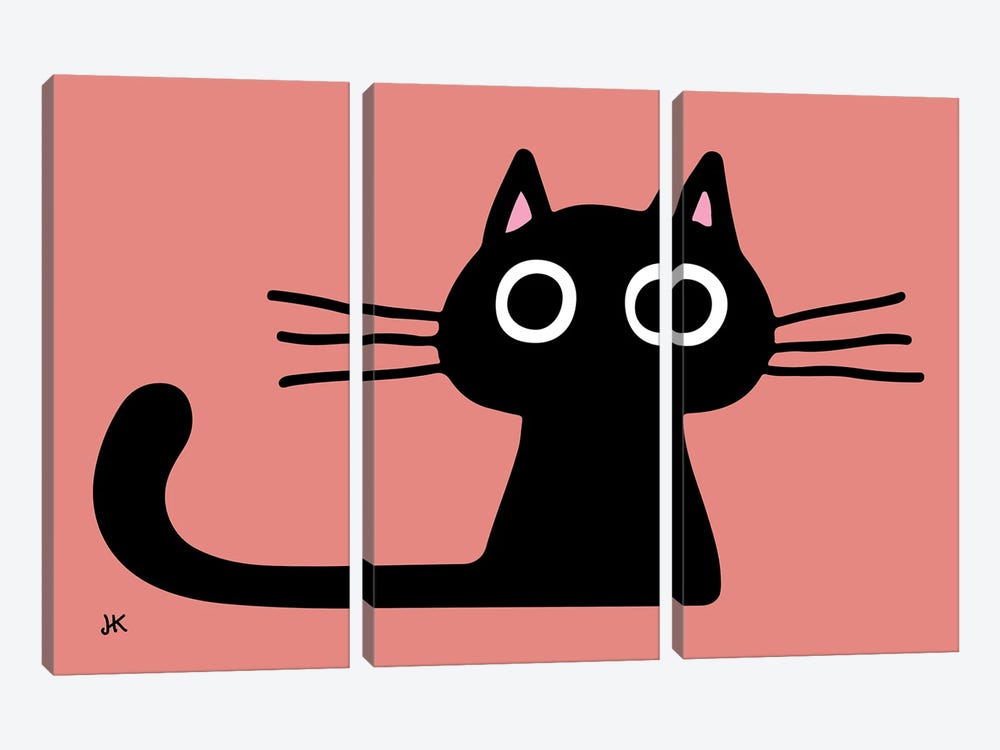Quirky Black Cat by Jenn Kay 3-piece Art Print