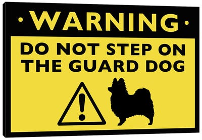 Papillon Humorous Guard Dog Warning Sign Canvas Art Print - Jenn Kay