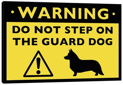 Cardigan Welsh Corgi Guard Dog Warning Sign Canvas Art Print - Jenn Kay