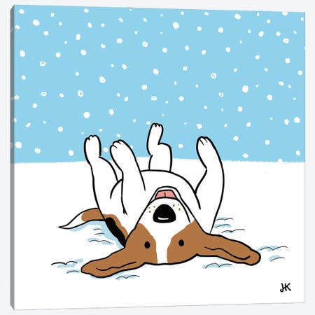 Winter Snow Beagle Canvas Print #KYJ30} by Jenn Kay Canvas Wall Art
