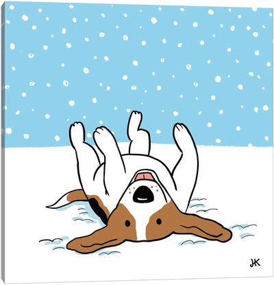 Winter Snow Beagle Canvas Art Print - Beagle Art
