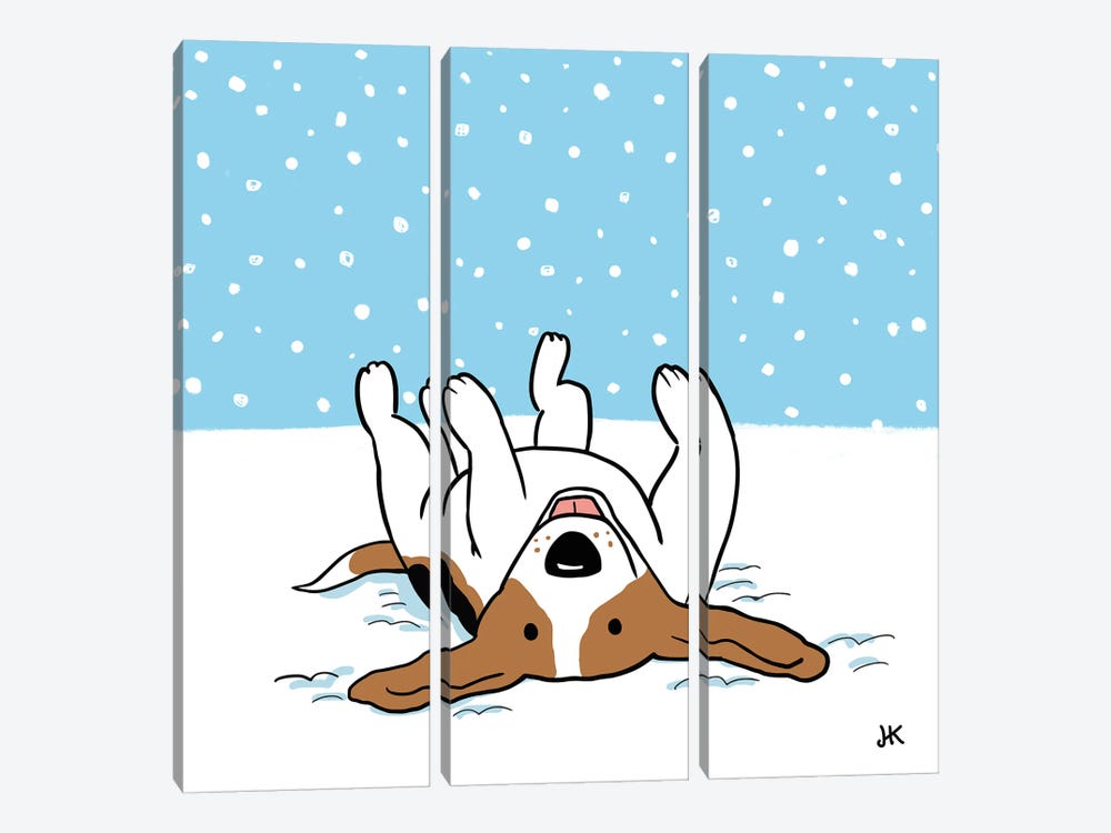 Winter Snow Beagle by Jenn Kay 3-piece Canvas Wall Art