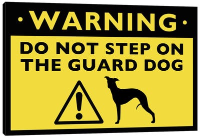 Whippet Humorous Guard Dog Warning Sign Canvas Art Print