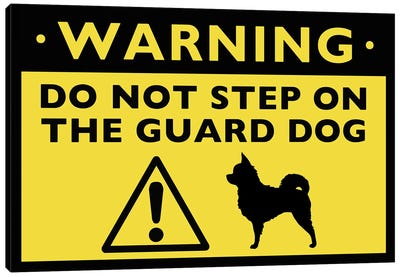 Longhaired Chihuahua Guard Dog Warning Sign Canvas Art Print - Chihuahua Art