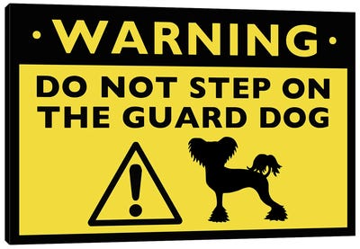 Chinese Crested Humorous Guard Dog Warning Sign Canvas Art Print - Jenn Kay