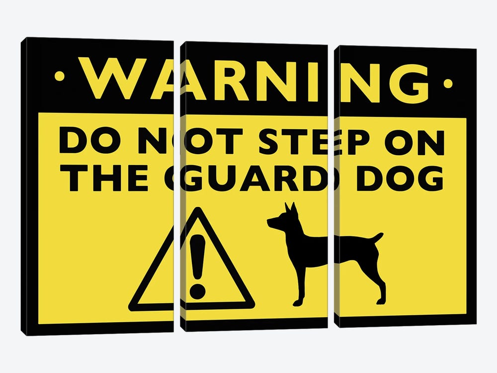 Rat Terrier Humorous Guard Dog Warning Sign by Jenn Kay 3-piece Art Print