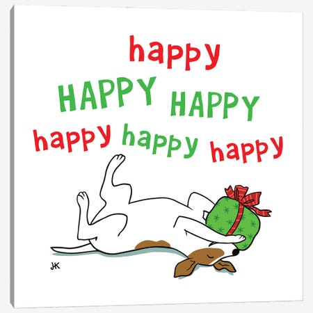 Jack Russell Terrier Happy Holiday Canvas Print #KYJ43} by Jenn Kay Canvas Art Print