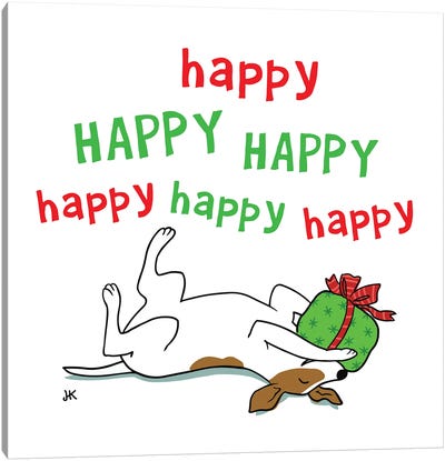 Jack Russell Terrier Happy Holiday Canvas Art Print - Jenn Kay