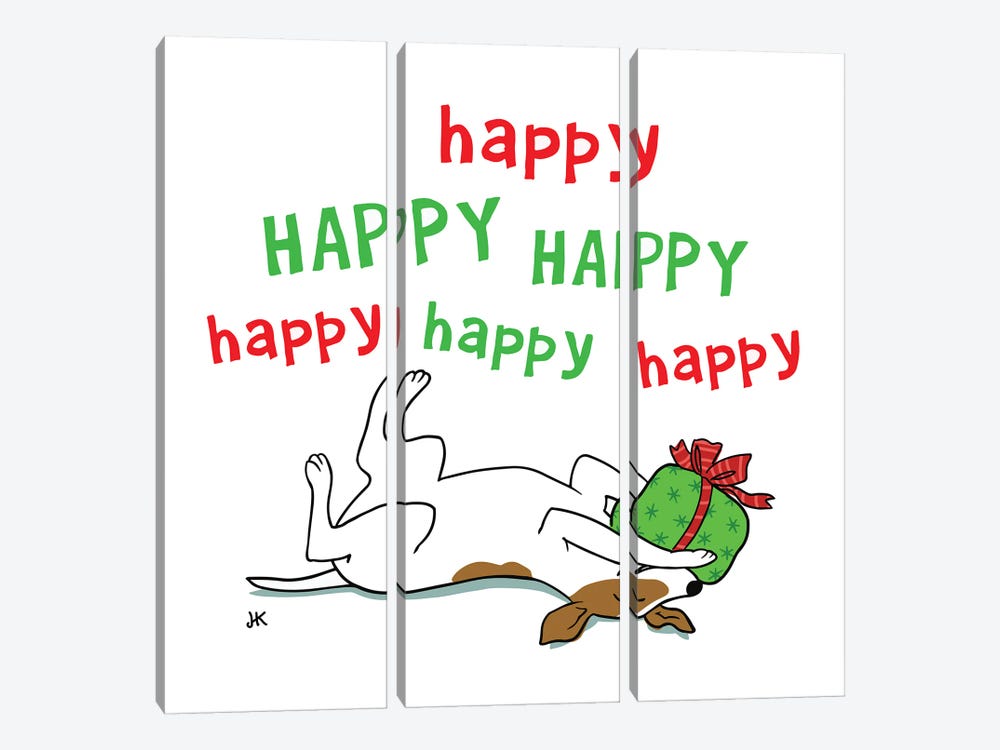 Jack Russell Terrier Happy Holiday by Jenn Kay 3-piece Canvas Art