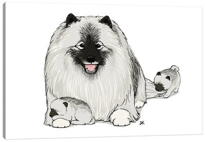 Keeshond With Puppies Canvas Art Print - Jenn Kay
