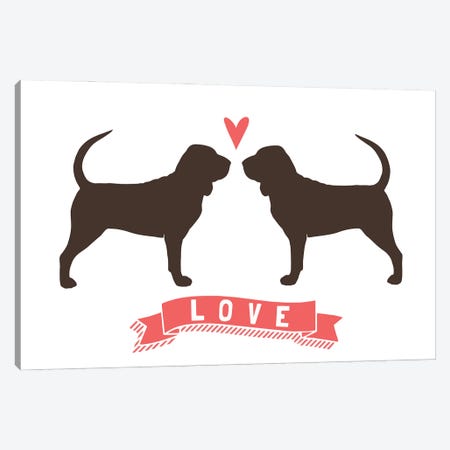 Bloodhounds Love Canvas Print #KYJ47} by Jenn Kay Canvas Wall Art