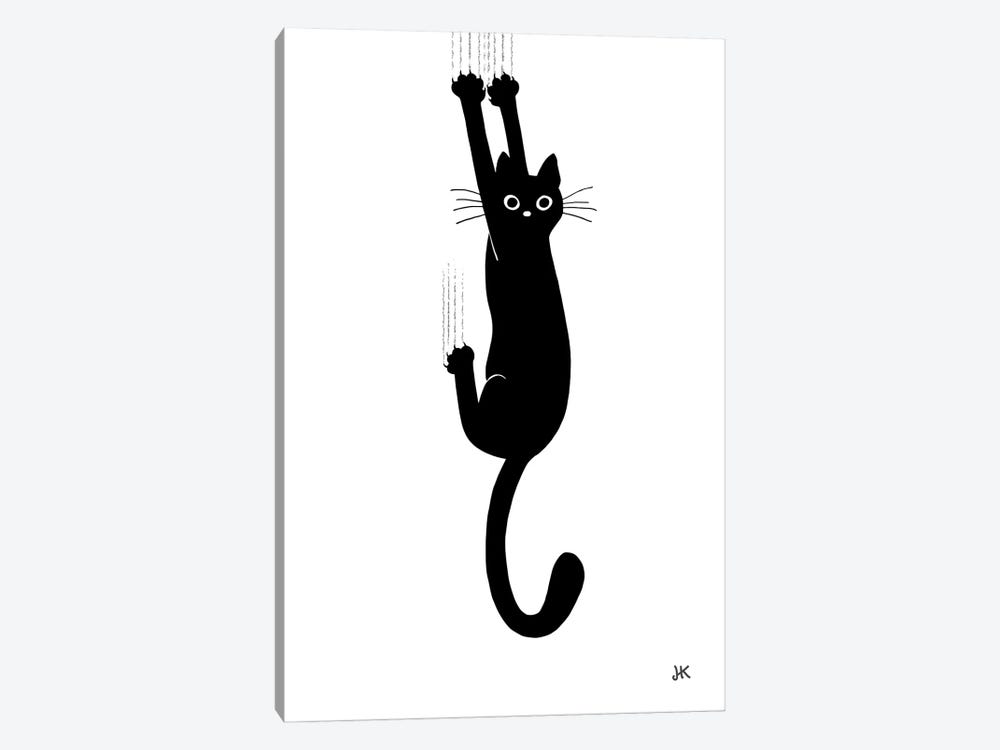 Black Cat Hanging On Canvas Print by Jenn Kay | iCanvas