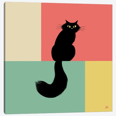 Side Eye Black Cat Canvas Print #KYJ53} by Jenn Kay Canvas Artwork