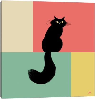 Side Eye Black Cat Canvas Art Print - Jenn Kay
