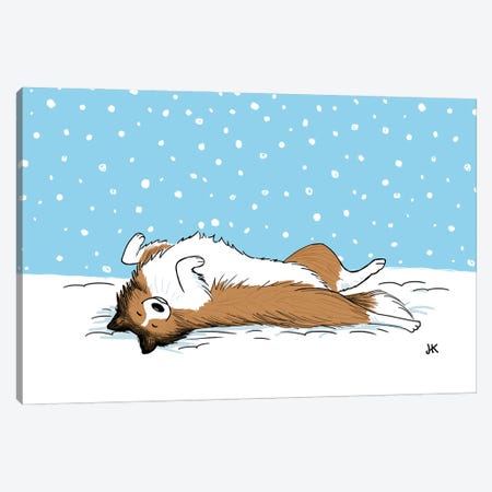 Shetland Sheepdog Winter Holiday Canvas Print #KYJ62} by Jenn Kay Art Print