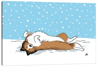 Shetland Sheepdog Winter Holiday Canvas Art Print - Jenn Kay