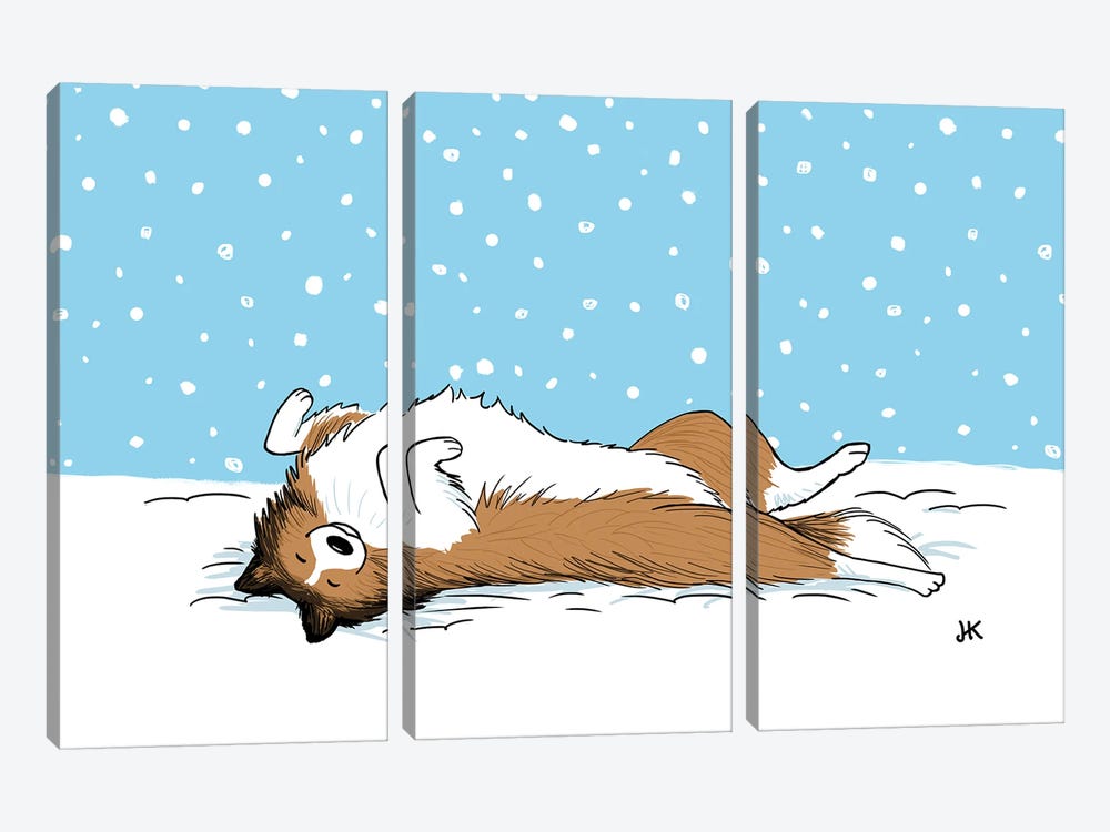 Shetland Sheepdog Winter Holiday by Jenn Kay 3-piece Art Print