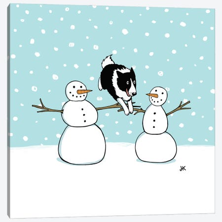 Border Collie Agility Dog Winter Holiday Canvas Print #KYJ65} by Jenn Kay Canvas Artwork