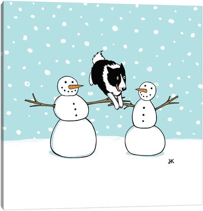 Border Collie Agility Dog Winter Holiday Canvas Art Print - Jenn Kay