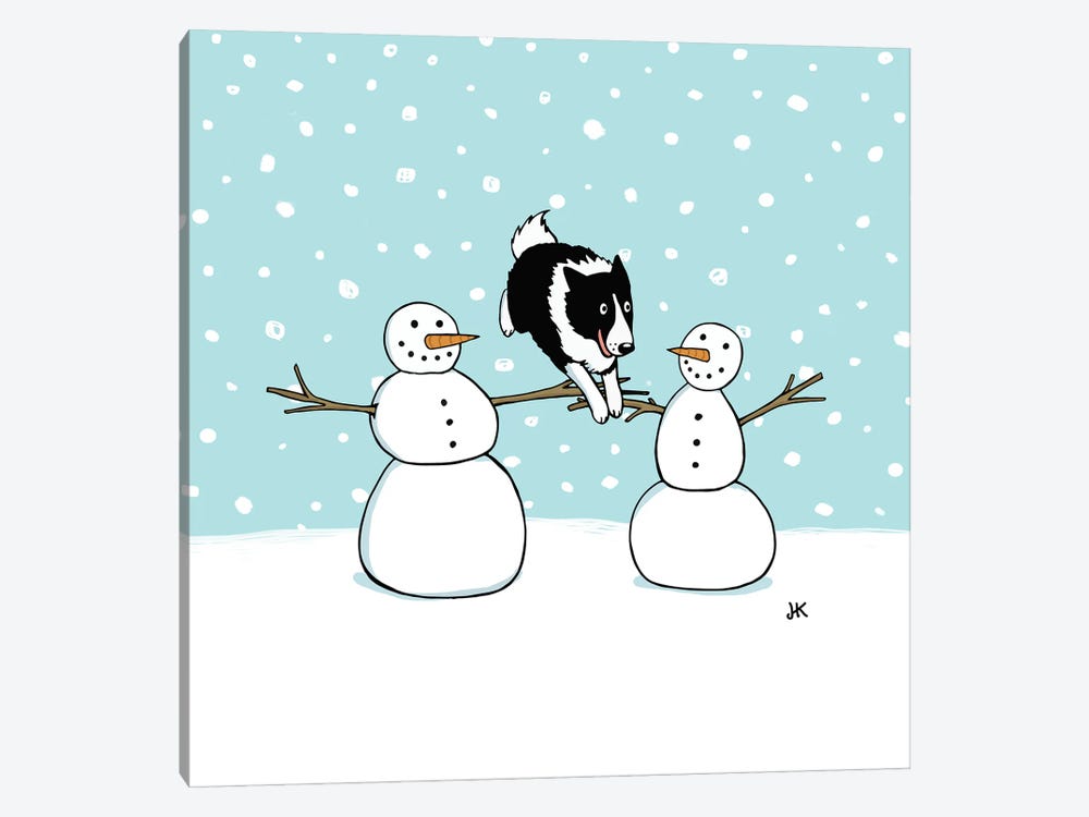 Border Collie Agility Dog Winter Holiday by Jenn Kay 1-piece Canvas Artwork