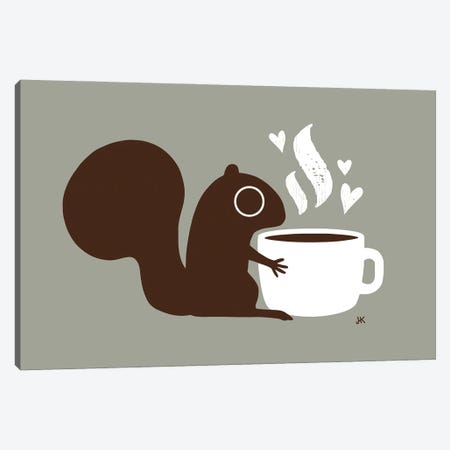 Coffee Squirrel Canvas Print #KYJ68} by Jenn Kay Art Print