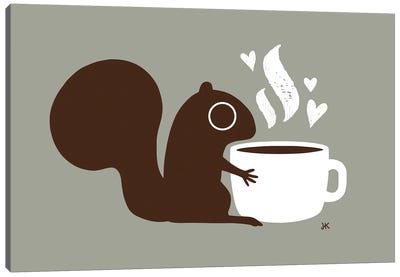 Coffee Squirrel Canvas Art Print - Jenn Kay