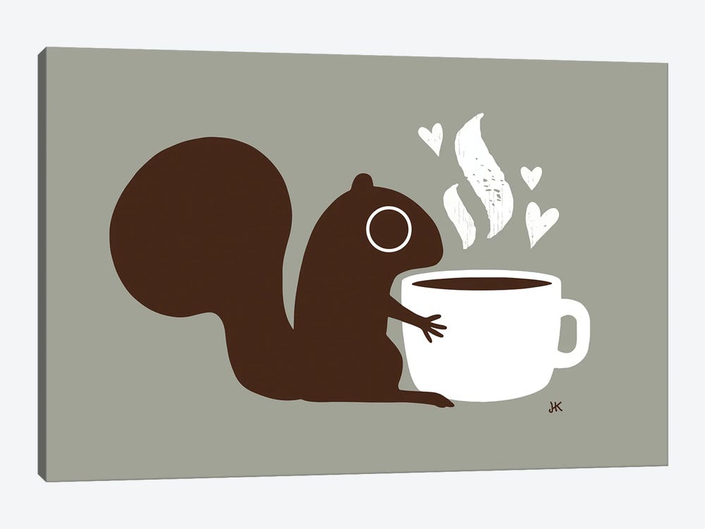 Coffee Squirrel by Jenn Kay 1-piece Canvas Art Print