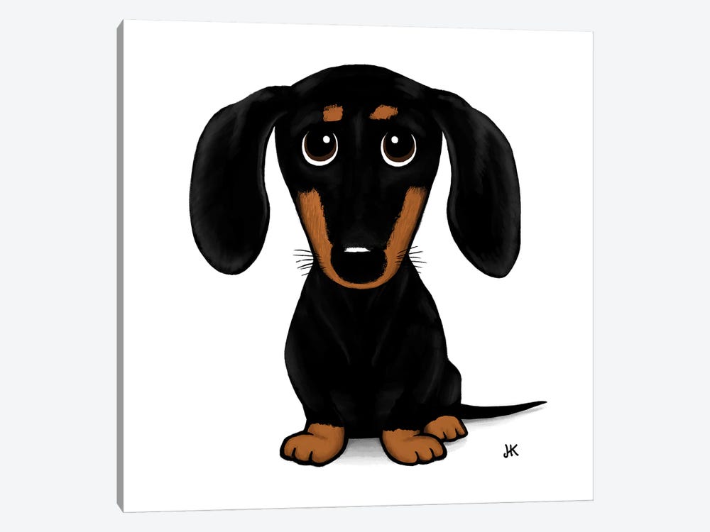 Black And Tan Dachshund Cute Cartoon Dog by Jenn Kay 1-piece Canvas Art